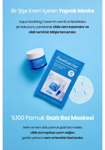 Hassas Cildi Serinleten Nemlendirici Krem İçeren Kağıt Maske Realbarrıer Aqua Soothing Cream Mask