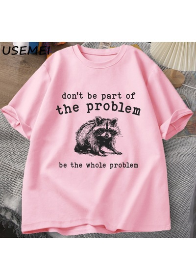 Flood Of Style Sorunu Parçası Olmayın T-shirt Erkekler Kadınlar İçin Komik Alaycı Ravintage Vintage Hayvan T Pembe