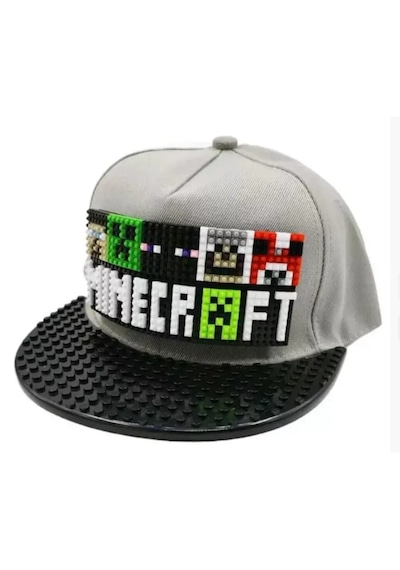 Kutpia Pixel Blok Minecraft -örümcek Adam- Batman-prenses Çocuk Kep Şapka Lego Uyumlu Siperlikli 4 12 Yaş Siyah - Gri