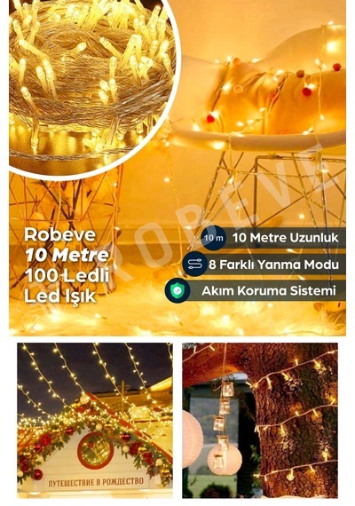 10 Metre 100 Ledli Fişli Led Işık Günışığı Dekor Lambası Yılbaşı Ağacı Işığı Organizasyon Led Işık Diğer