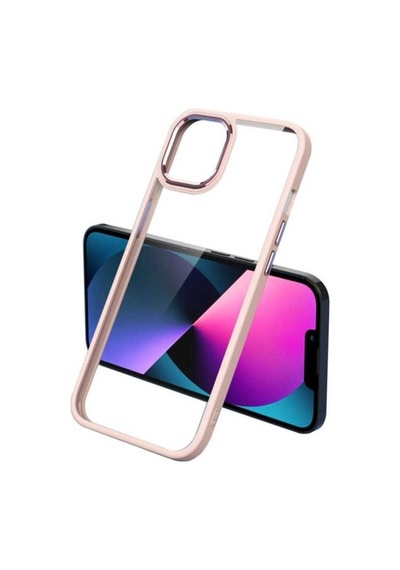Apple Uyumlu iPhone 13 Pro Max Kılıf Zore Krom Kapak Pembe Açık