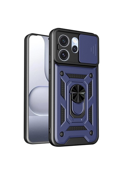 Caseonn Oppo Reno 15 Pro 5g Kılıf Sürgülü Kamera Korumalı Yüzüklü Mıknatıslı Tank Kapak Lacivert