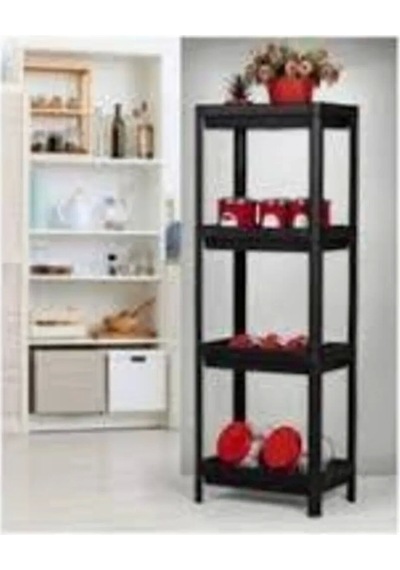 Shelf Unit Raf Ünitesi Siyah Renk 4 Katlı Royaleks-81414 Renkli