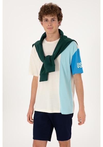 U.S. Polo Assn. Erkek Comfort Fit Bisiklet Yaka Ekru Tişört 50306896-VR019