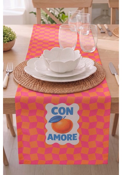 Con Amore Baskılı Runner 40x140 Cm Çok Renkli