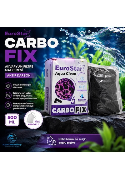 Euro Star - Carbo Fix - Akvaryum Filtre Malzemesi - Aktif Karbon - Üstün Temizlik Gücü - 500 Ml - File Hediyeli