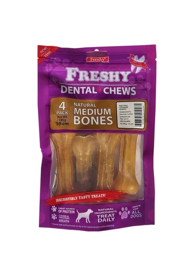 Orta Boy Natürel Dental Pres Kemik - 10 Santim 4 İnç - 20'li Paket - Toplam 725 Gram