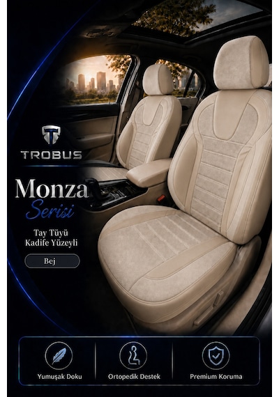 Tofaş Kuş 1993+ Uyumlu Monza Serisi Bej Oto Koltuk Kılıfı
