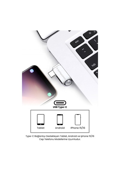 Sprange 64 Gb Flash Bellek Usb 3.2 Ultra Typec Otg Android/pc/Apple Uyumlu iPhone 15/16/17 Ipad Tak Çalıştır