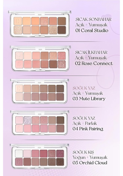 Hafif Dokulu Yoğun Renklere Sahip Göz Farı Paleti Pro Eye Palette Air 14 Forever Mauve Diğer