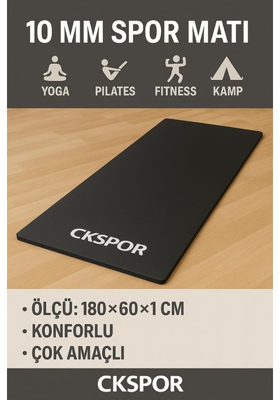 Ckspor 10 Mm Pilates Yoga Minderi, Spor Egzersiz Matı, 180x60 Cm, Siyah Genel
