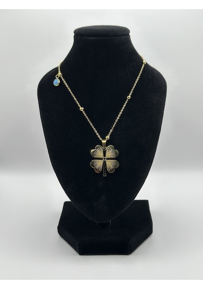 Arnes Jewelry Çelik Nazar Boncuklu Yonca Kolye Gold