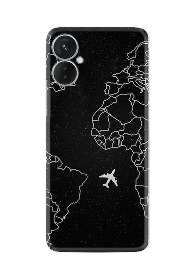 Tecno Spark 9t Kılıf Resimli Desenli Silikon Platinium Series Black Plane 1868