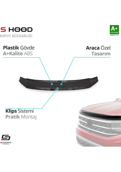 S-dizayn Volkswagen Amarok Abs Plastik Kaput Rüzgarlığı 2010 Üzeri A+kalite