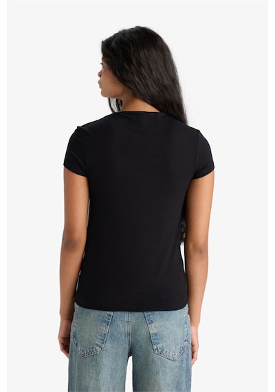 Defacto Slim Fit Siyah Kadın T-shirt E5906ax/bk81 Siyah