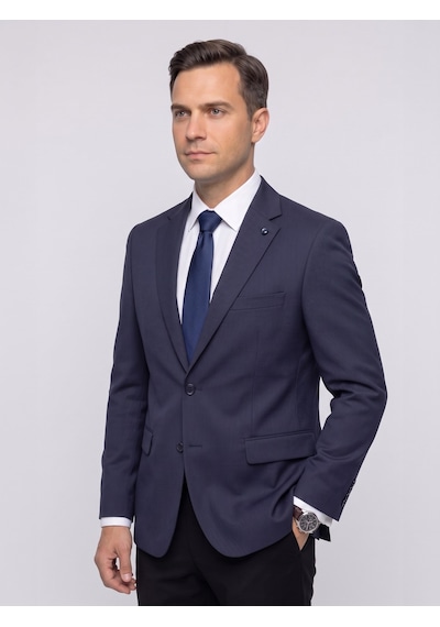 Plus Scorpion Erkek Slim Fit Ceket Likralı Fitilli Kumaş, Çift Düğmeli Tek Yırtmaçlı Modern Tasarım Lacivert