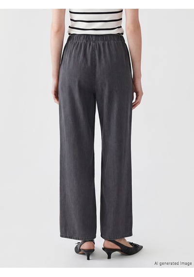Lcw Comfort Gri Beli Lastikli Wideleg Kadın Jean Pantolon