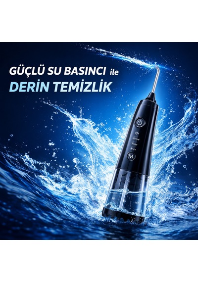 Ağız Duşu Şarjlı 320 Ml Su Hazneli 4 Modlu Su Geçirmez Taşınabilir Oral Irrigator 5 Başlıklı Derin Temizlik Type-c