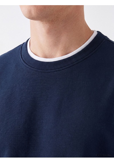 Lcw Vision Lacivert Bisiklet Yaka Erkek Kalın Sweatshirt