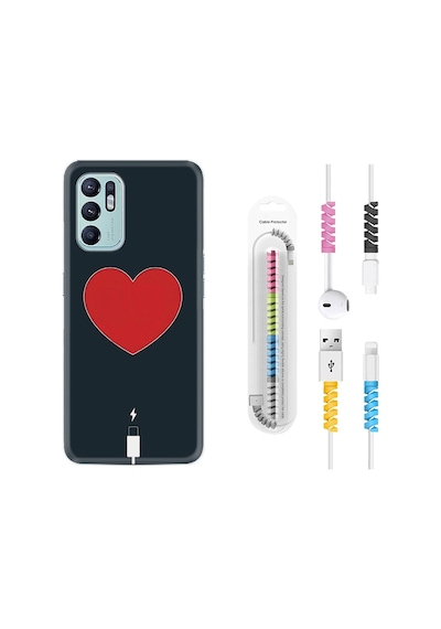 Oppo Reno6 Kılıf Kablo Koruyuculu Mavi Mermer 1297