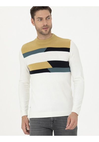 Pierre Cardin Erkek Ekru Triko Kazak 50278121-vr019 Ekru