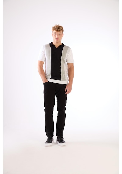 Dufy Siyah Blok Desen Erkek Triko - Slim Fit SIYAH
