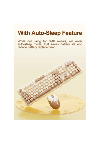 Mofıı Ice Cream Kablosuz Klavye Mouse Seti 2.4g Retro Yuvarlak Tuşlu 104 Tuş Set Optik