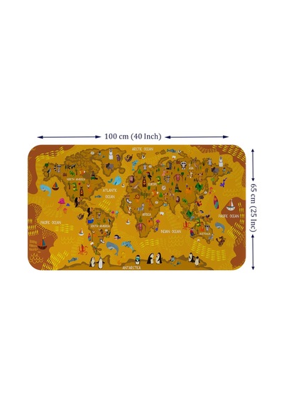 Eğitici Dünya Haritası Dünya Atlası Çocuk Ve Bebek Odası Duvar Sticker-60x105-3781 - Renkli Çok Renkli
