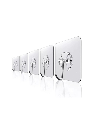 Yapışkanlı Askı 3 Adet Kancalı Şeffaf Banyo Askısı Mutfak Askısı Çok Renkli