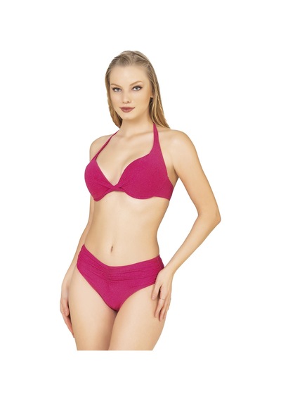 Endeep Kadın Büzgü Detaylı Destekli Pembe Bikini Takımı Pembe