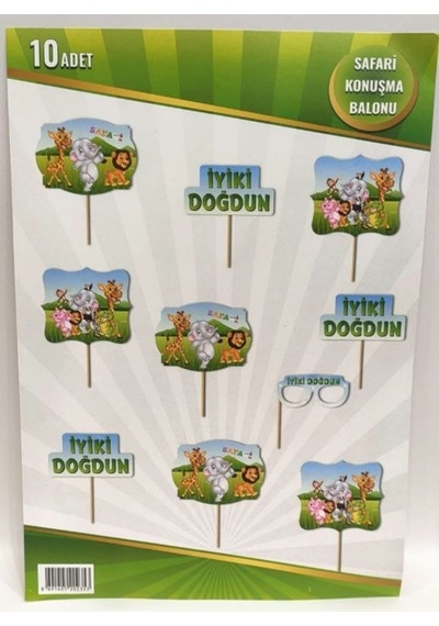 Premium Safari Konuşma Balonu Fotoğraf Doğum Günü Süsü Aksesuar Tüm Yaşlar