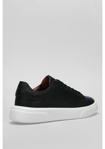 Lufian Tommy Siyah Beyaz Erkek Deri Sneaker Siyah