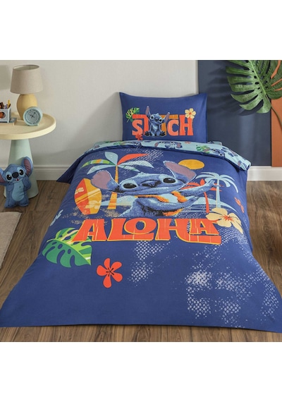 Taç Lisanslı Disney Stitch Aloha Tek Kişilik Pamuk Nevresim Takımı 100 000000001000051242 Çok Renkli