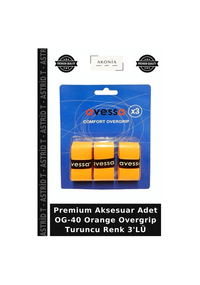 Premium Aksesuar Adet Og-40 Orange Overgrip Turuncu Renk 3'lü