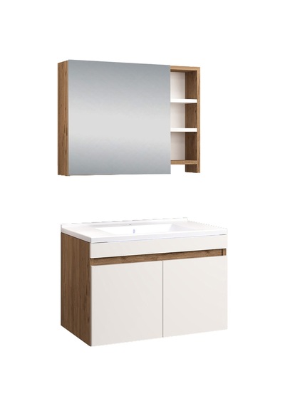 %100 Mdf 80 Cm Saura Banyo Dolabı Beyaz