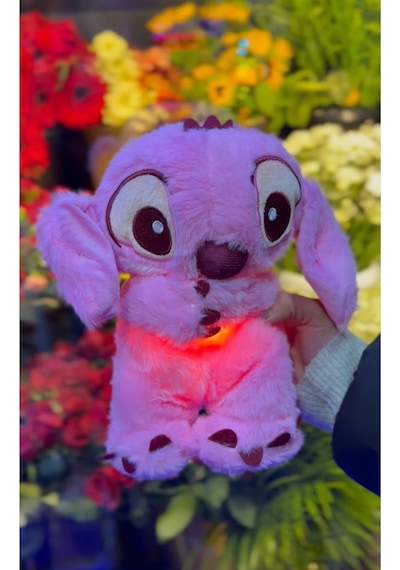 Nefes Alan Stich Uyku Arkaşı Stitch Peluş Oyuncak Kulakları Oynayan 30cm Işıklı Müzikli Çok Renkli