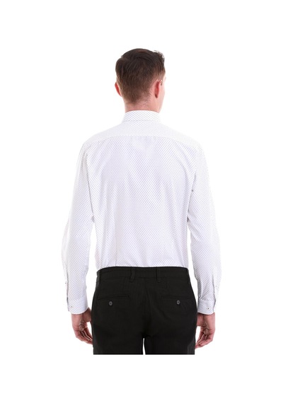 Hatemoğlu Gri Slim Fit Baskılı Pamuklu Slim Yaka Uzun Kollu Klasik Gömlek Gri