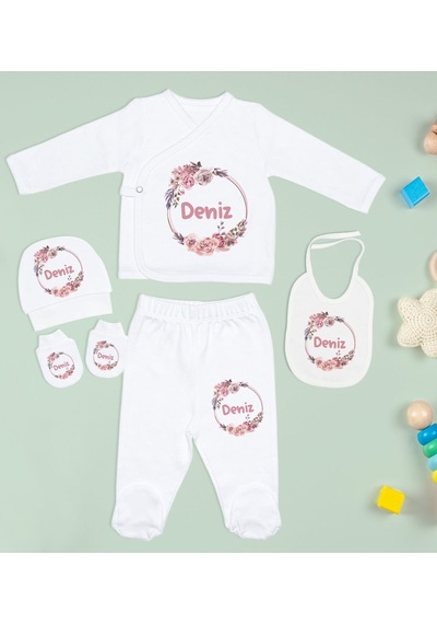 Bk Kids Kişiye Özel Beyaz Hastane Çıkışı, Pembe Bebek Anı Defteri, Yeni Doğan Bebek Giyim Hediyesi, 9 Parça Bebek Hediye Seti-3