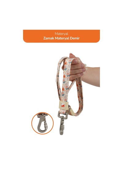 Köpekler İçin Dayanıklı Ve Güvenli, Desenli Gezdirme Tasması 25mm Krem
