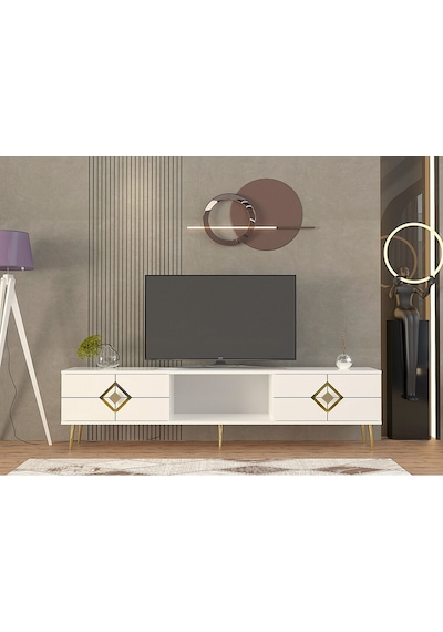 Robberct Tv Sehpası Beyaz-altın Beyaz-altın