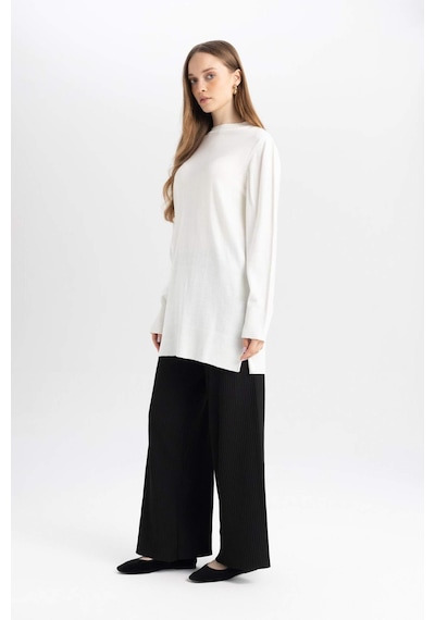 Defacto Relax Fit Triko Pantolon Beli Lastikli Basic Düz Geniş Paça Y1325AZ24AUBK81 Siyah
