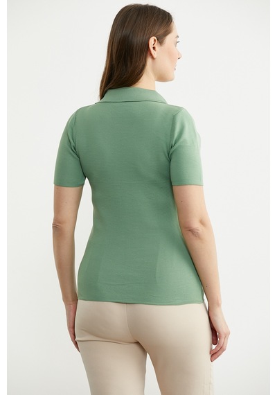 Polo Yaka Basic Triko Tişört - Mint