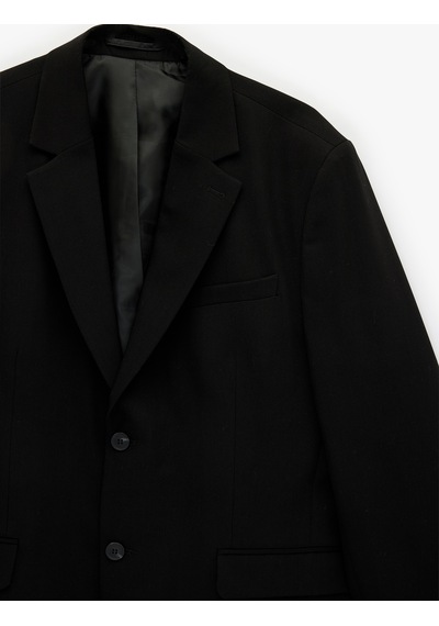 Koton Uzun Kollu Kapaklı Cepli Mono Yaka Düğmeli Blazer Ceket Siyah 6sam50002hw Siyah