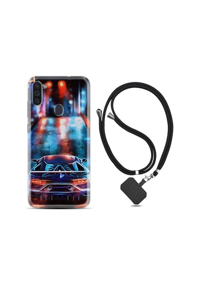 Samsung Uyumlu Galaxy A11 Kılıf Ipli Askılı Neon Cars 1724