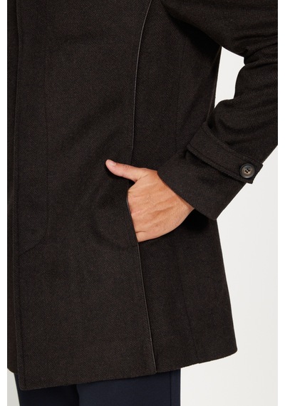 Ac&Co / Altınyıldız Classics Erkek Kahverengı Standart Fit Normal Kesim Dik Yaka Desenli Palto Kahverengi Ac&Co / Altınyıldız Classics Erkek Kahverengı Standart Fit Normal Kesim Dik Yaka Desenli Palto Kahverengi