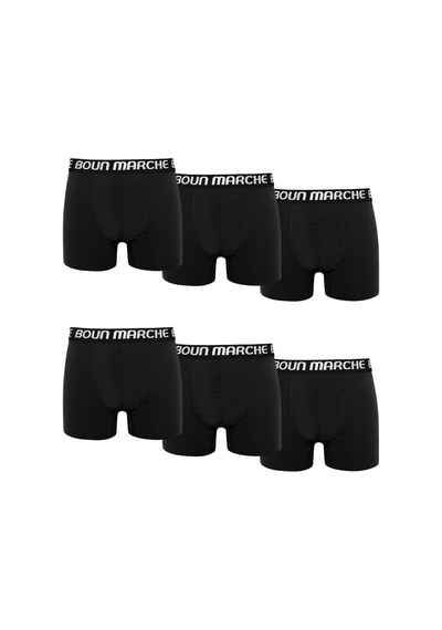 Boun Marche Erkek Boxer Likralı Premıum 6'lı Kutu Alex Siyah