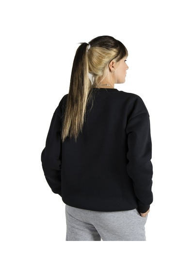 Kadın Siyah Oversize Üç Iplik Şardonlu Bisiklet Yaka Sweatshirt 22k-5200177-5 Siyah