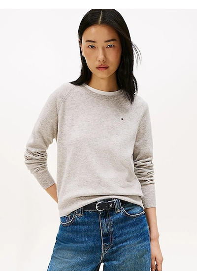 Tommy Hilfiger Wool Cash C-nk Ls Sweater Kadın Gri Kazak - Ww0ww47470 Gri