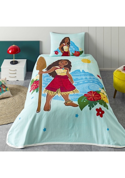 Taç Lisanslı Disney Moana Island Tek Kişilik Pamuk Pike Takımı 000000001000050223 Çok Renkli