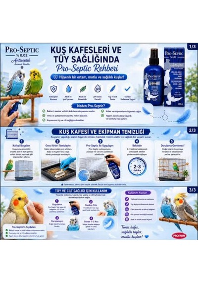 Pro-septic 250ml Doğal Antiseptik Doğal Hayvan Temizleme Yara Göz Kulak Silme Kedi Köpek Kuş Sağlığı Zararsız Sprey